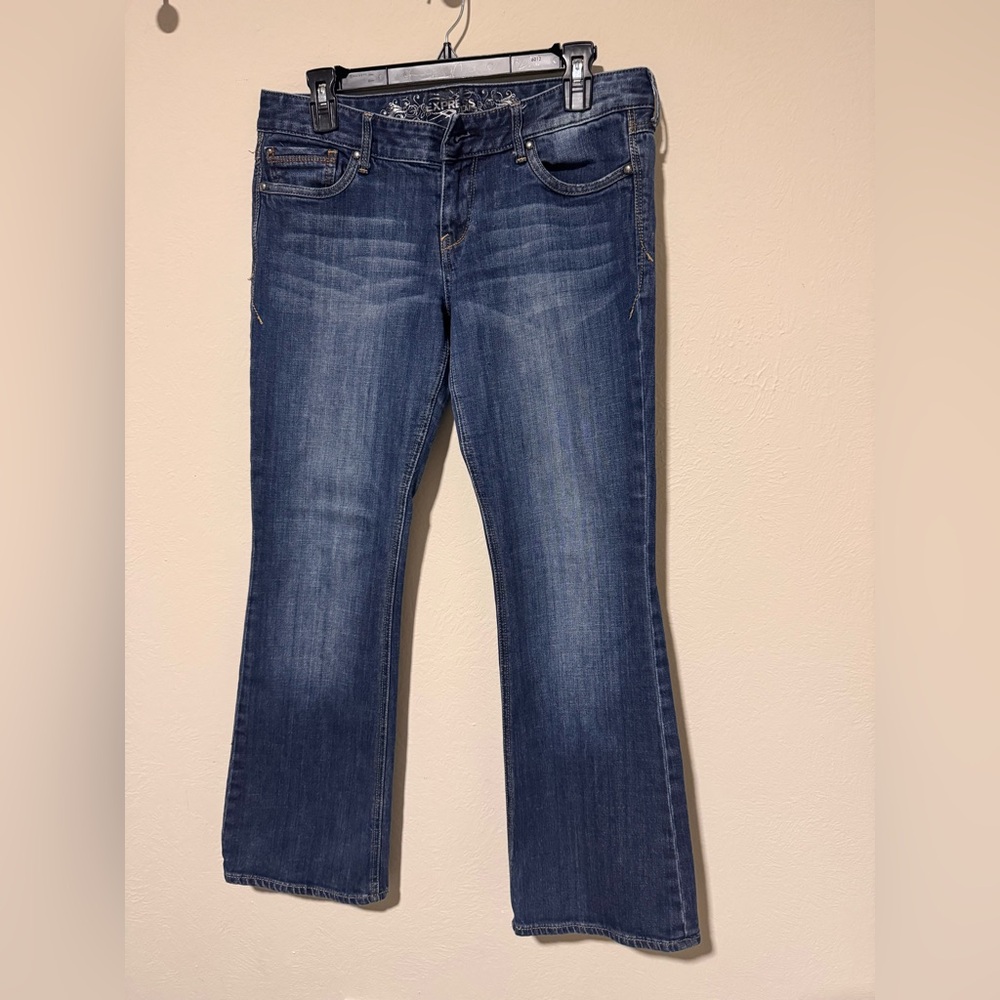Express Stella Low rise Women's Bootcut Jeans in Dark Blue